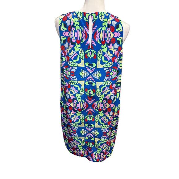 Mara Hoffman Blue Green Red Printed Sleeveless Keyhole Mini Dress - 8 - Picture 6 of 10